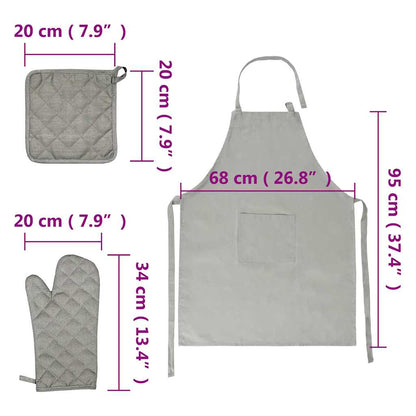 15 Piece Towel Set with Oven Gloves&Pot Holders Grey Cotton