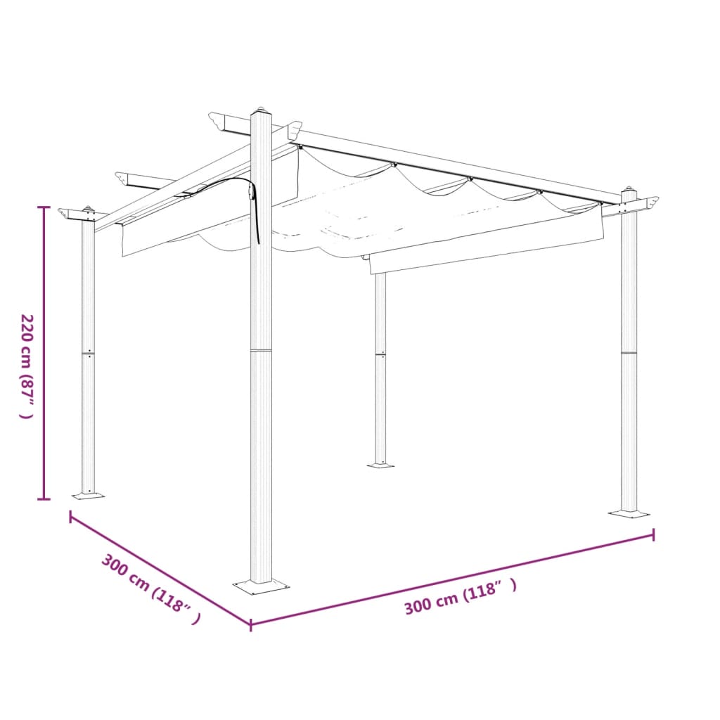 Garden Gazebo with Retractable Roof 3x3 m Anthracite