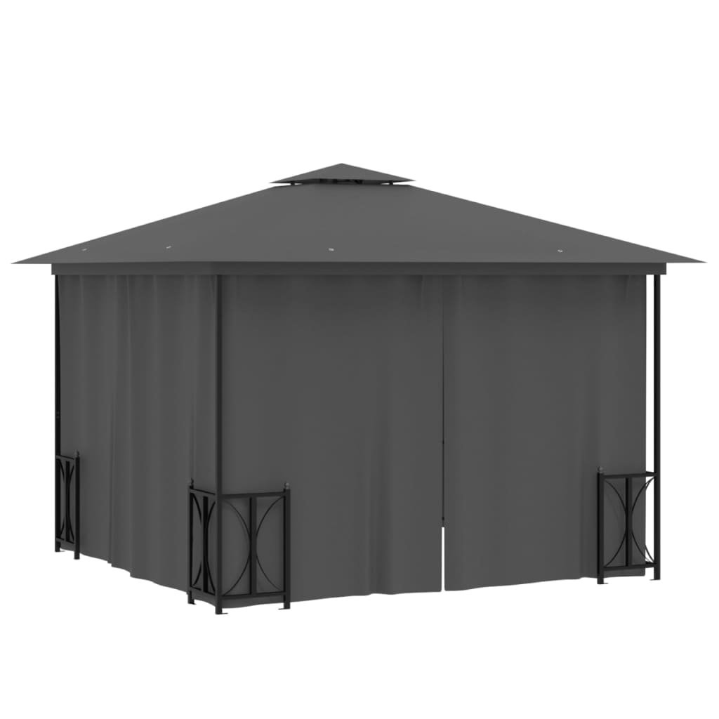 Gazebo with Sidewalls&Double Roofs 3x3 m Anthracite