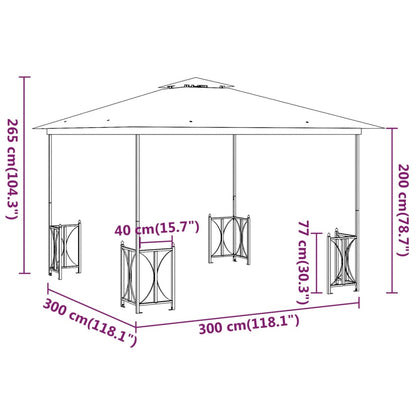 Gazebo with Sidewalls&Double Roofs 3x3 m Anthracite