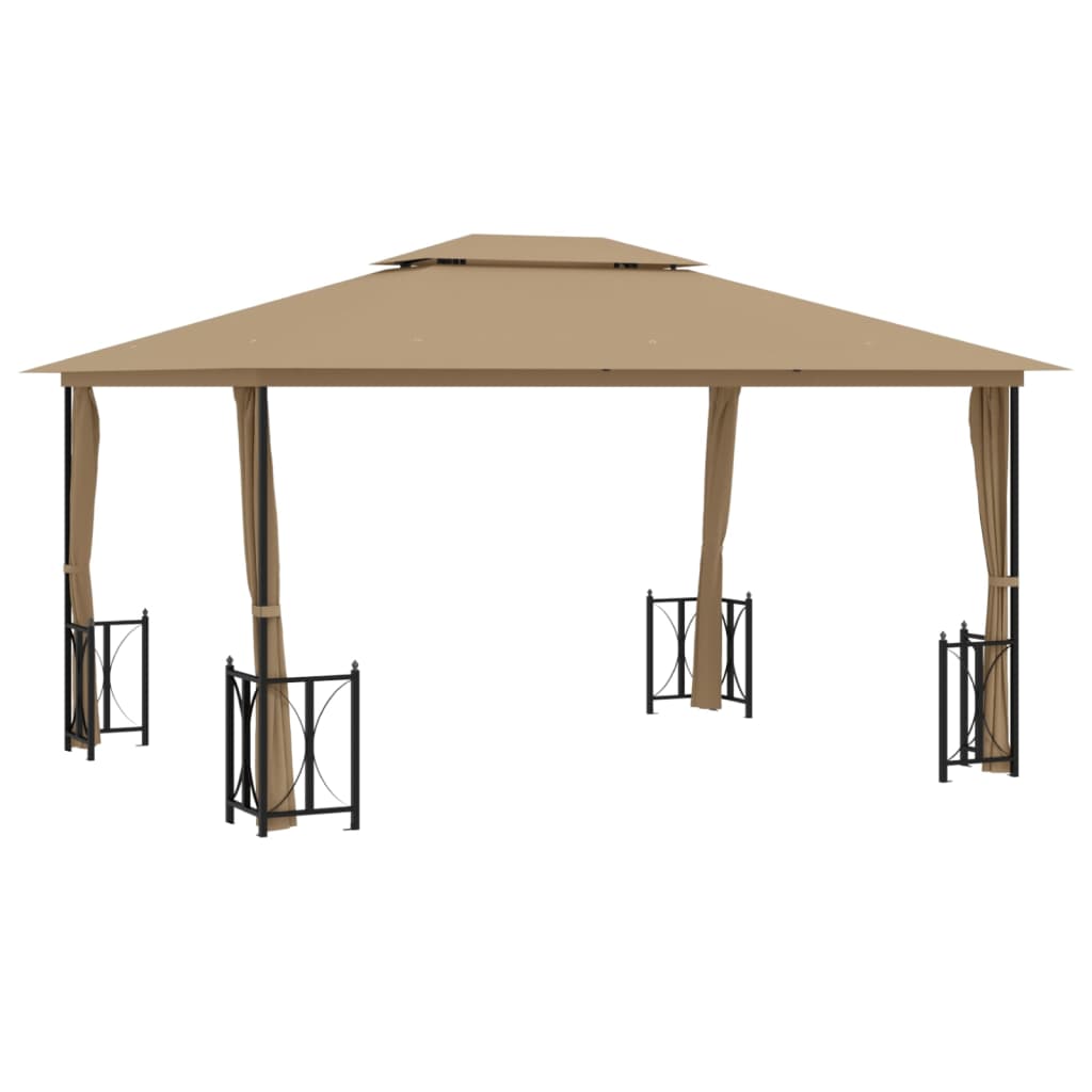 Gazebo with Sidewalls&Double Roofs 3x4 m Taupe