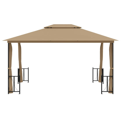 Gazebo with Sidewalls&Double Roofs 3x4 m Taupe