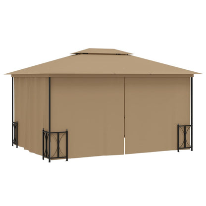 Gazebo with Sidewalls&Double Roofs 3x4 m Taupe