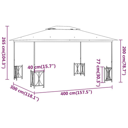 Gazebo with Sidewalls&Double Roofs 3x4 m Taupe