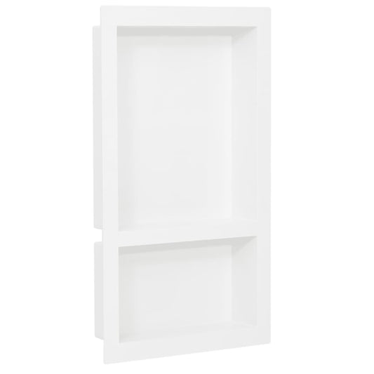 Shower Niche with 2 Compartments High Gloss White 41x69x9 cm