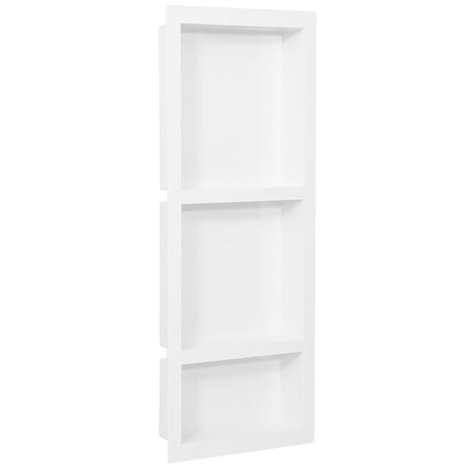 Shower Niche with 3 Compartments Matt White 41x99x9 cm