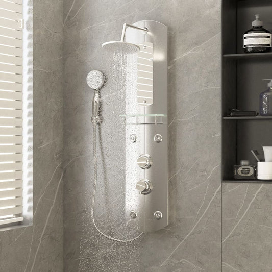 Shower Panel Unit 25x43x110 cm Silver