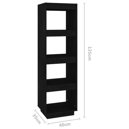 Book Cabinet/Room Divider Black 40x35x135 cm Solid Pinewood