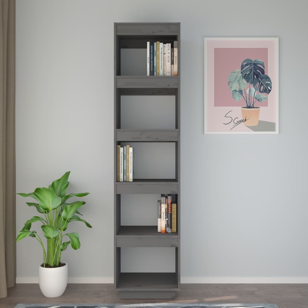 Book Cabinet/Room Divider Grey 40x35x167 cm Solid Wood Pine