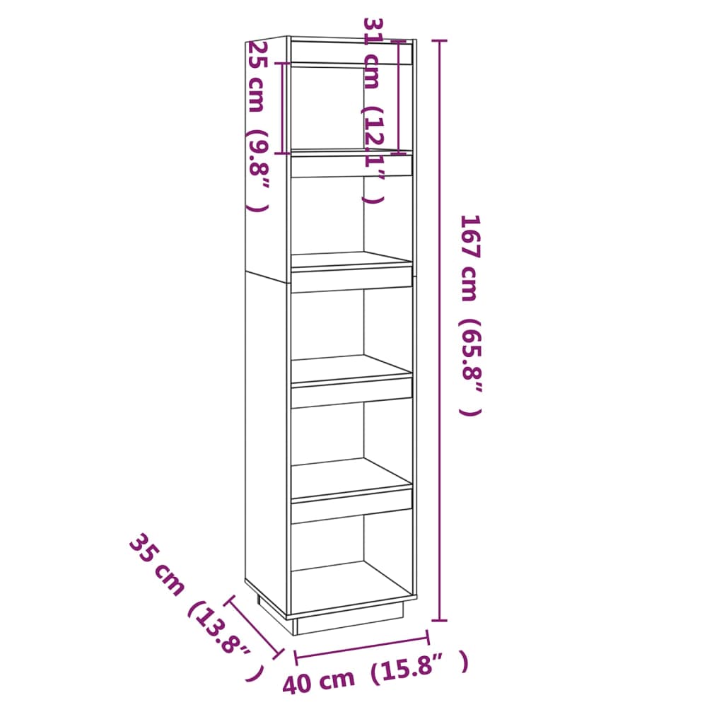 Book Cabinet/Room Divider Grey 40x35x167 cm Solid Wood Pine