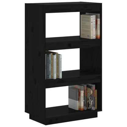 Book Cabinet/Room Divider Black 60x35x103 cm Solid Wood Pine