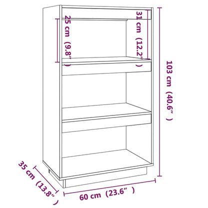 Book Cabinet/Room Divider Black 60x35x103 cm Solid Wood Pine