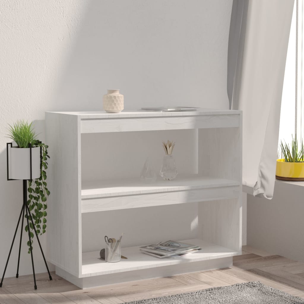 Book Cabinet White 80x35x71 cm Solid Pinewood