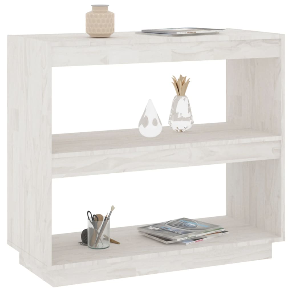 Book Cabinet White 80x35x71 cm Solid Pinewood