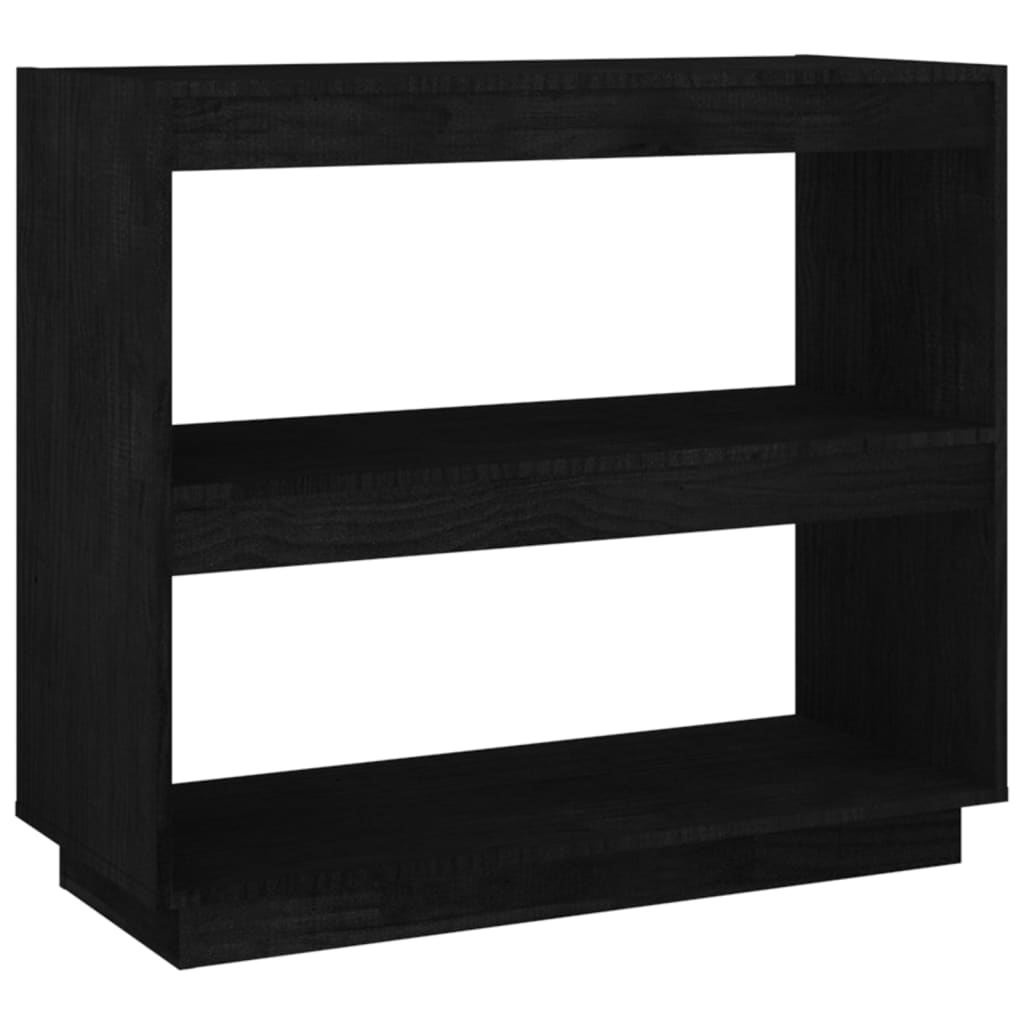 Book Cabinet Black 80x35x71 cm Solid Pinewood