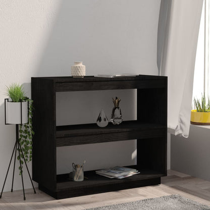 Book Cabinet Black 80x35x71 cm Solid Pinewood