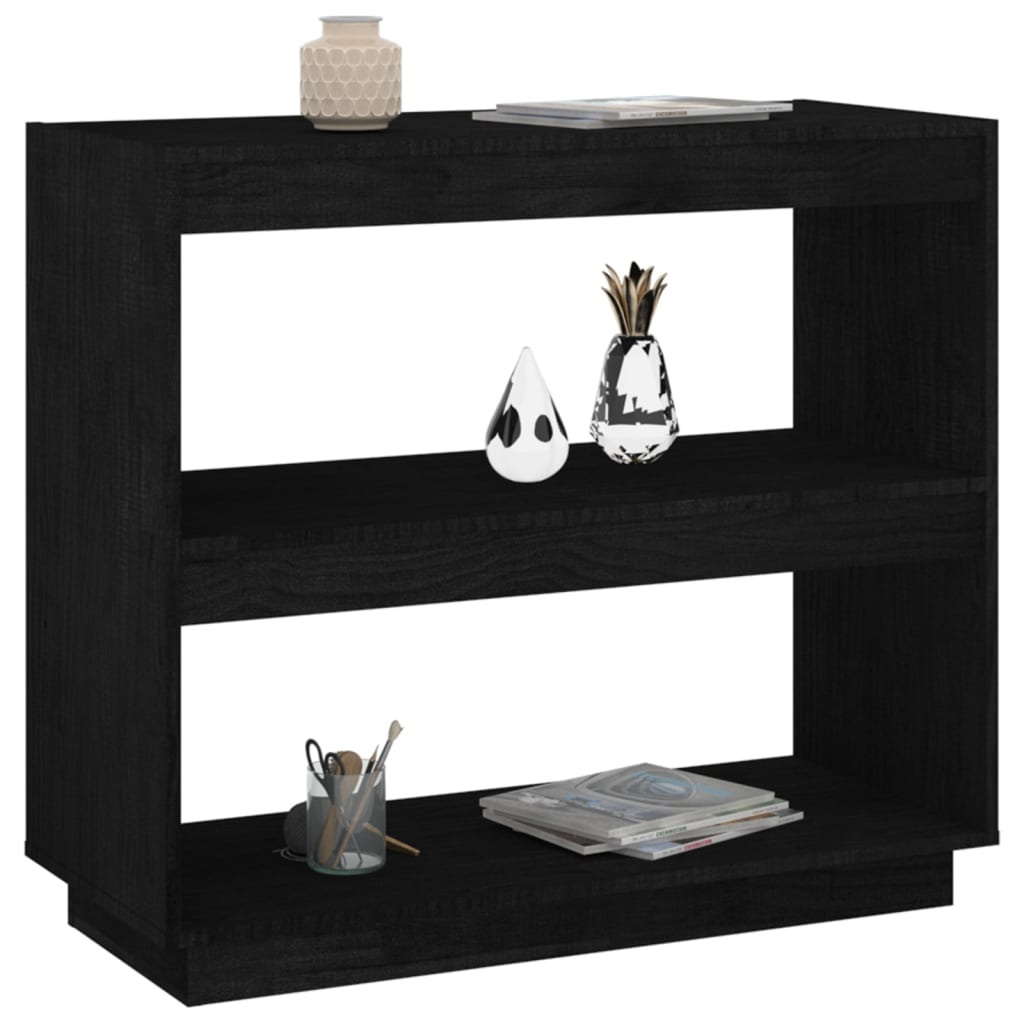 Book Cabinet Black 80x35x71 cm Solid Pinewood