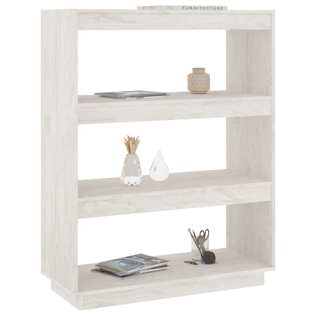 Book Cabinet/Room Divider White 80x35x103 cm Solid Pinewood