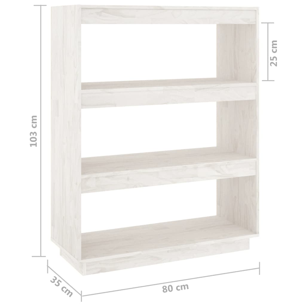 Book Cabinet/Room Divider White 80x35x103 cm Solid Pinewood