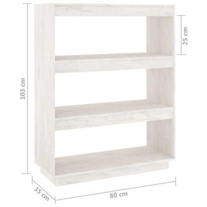 Book Cabinet/Room Divider White 80x35x103 cm Solid Pinewood