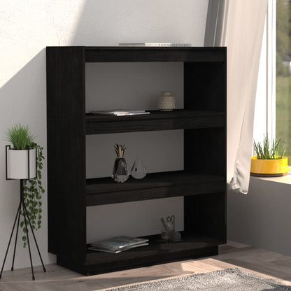 Book Cabinet/Room Divider Black 80x35x103 cm Solid Pinewood