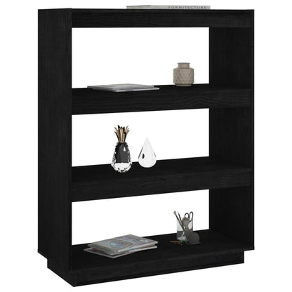 Book Cabinet/Room Divider Black 80x35x103 cm Solid Pinewood