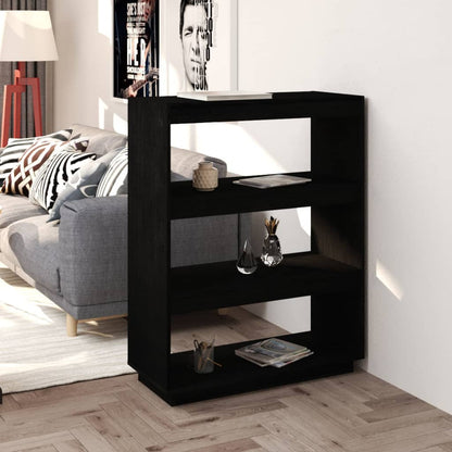 Book Cabinet/Room Divider Black 80x35x103 cm Solid Pinewood