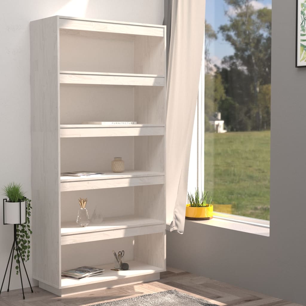 Book Cabinet/Room Divider White 80x35x167 cm Solid Pinewood