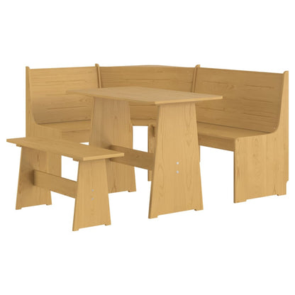 3 Piece Dining Set REINE Honey Brown Solid Wood Pine