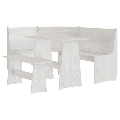 3 Piece Dining Set REINE White Solid Wood Pine