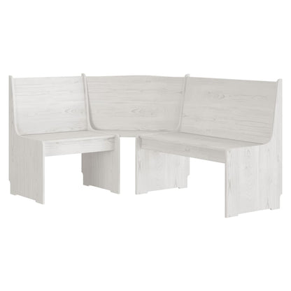 3 Piece Dining Set REINE White Solid Wood Pine