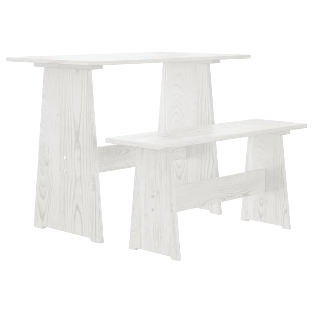 3 Piece Dining Set REINE White Solid Wood Pine