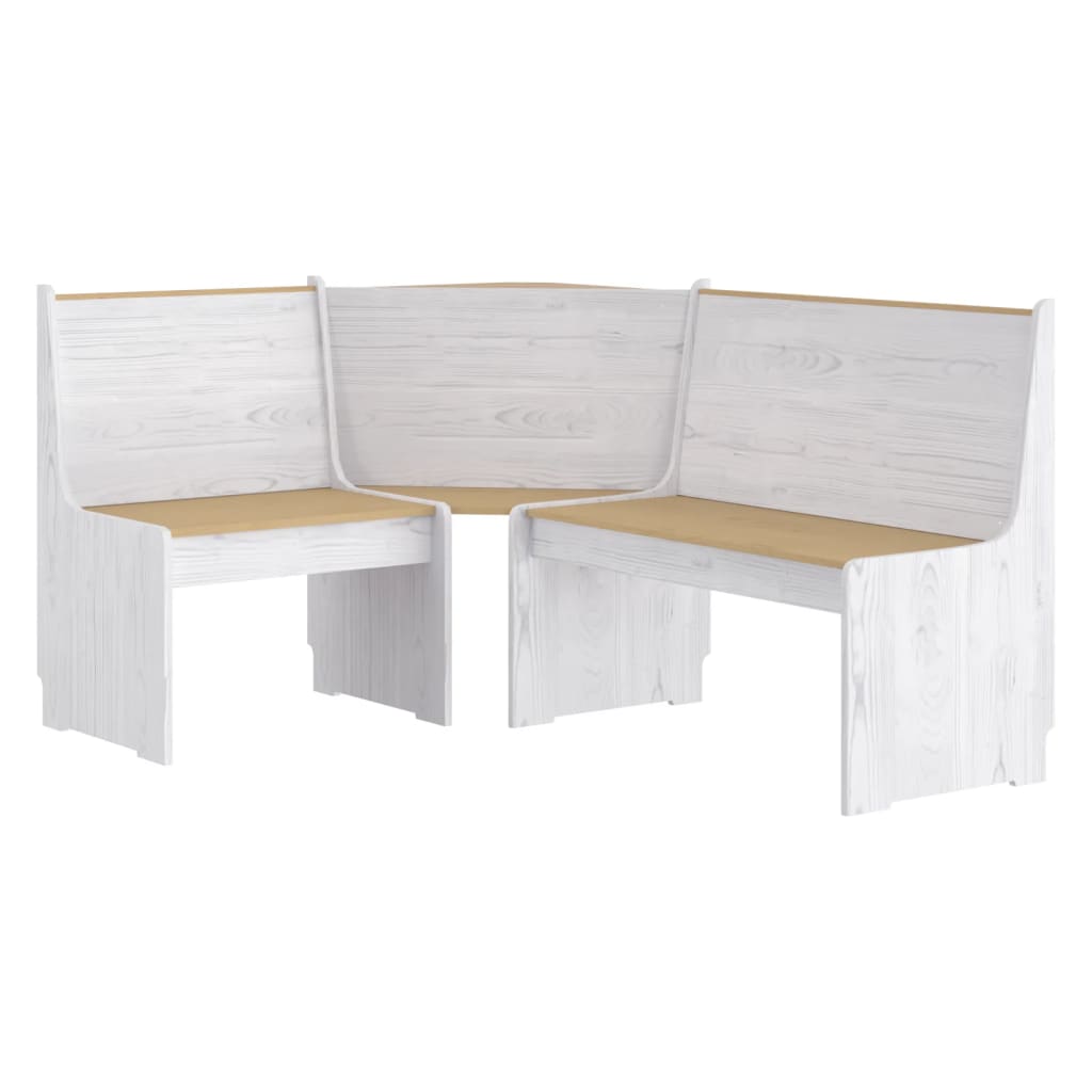 3 Piece Dining Set REINE Honey Brown and White Solid Wood Pine