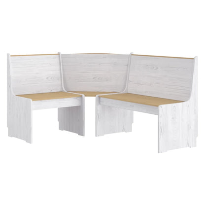 3 Piece Dining Set REINE Honey Brown and White Solid Wood Pine