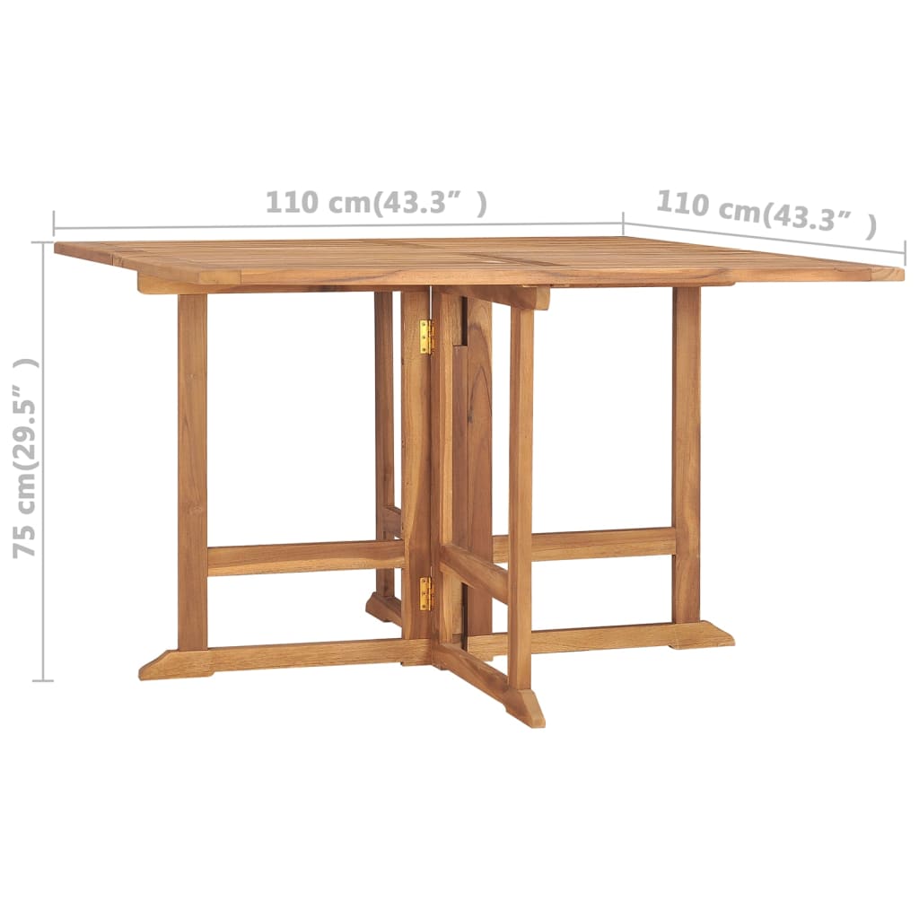 Folding Garden Dining Table 110x110x75 cm Solid Wood Teak