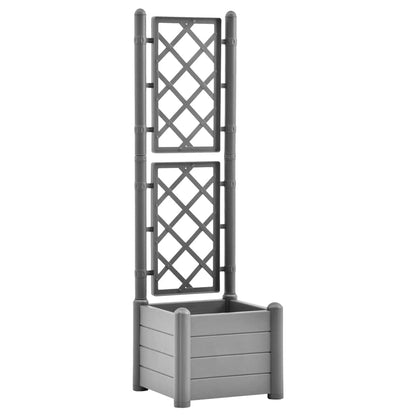 Garden Planter with Trellis 43x43x142 cm PP Stone Grey