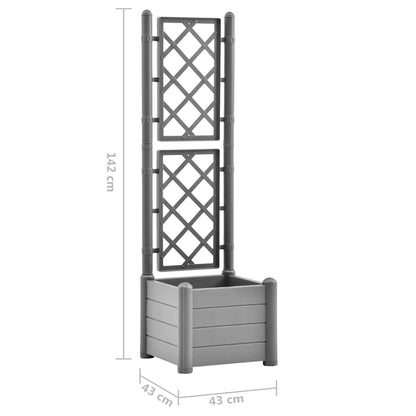 Garden Planter with Trellis 43x43x142 cm PP Stone Grey