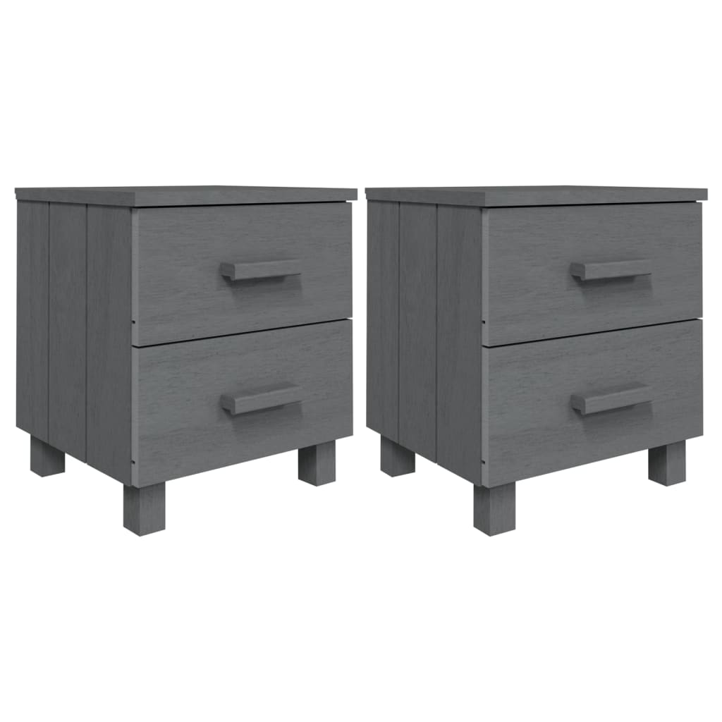 Bedside Cabinets HAMAR 2 pcs Dark Grey 40x35x44.5 cm Solid Wood