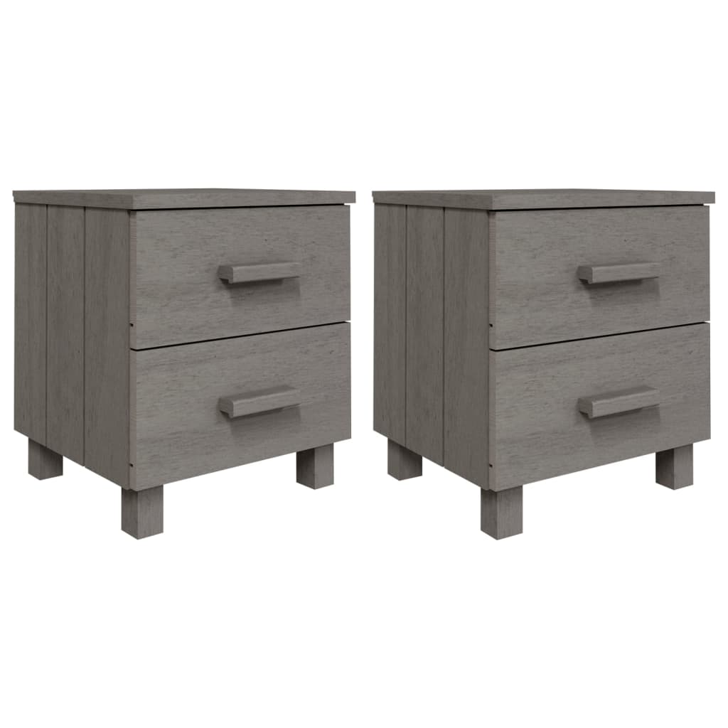 Bedside Cabinets HAMAR 2 pcs Light Grey 40x35x44.5cm Solid Wood