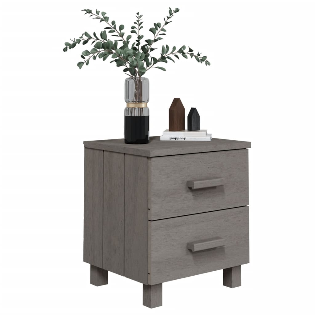 Bedside Cabinets HAMAR 2 pcs Light Grey 40x35x44.5cm Solid Wood