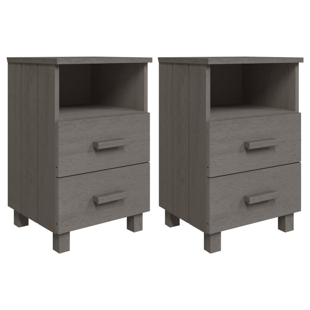 Bedside Cabinets HAMAR 2 pcs Light Grey 40x35x62 cm Solid Wood