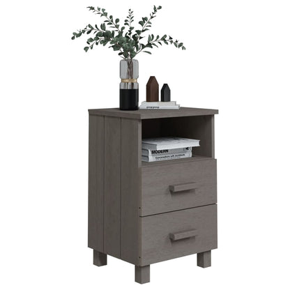 Bedside Cabinets HAMAR 2 pcs Light Grey 40x35x62 cm Solid Wood