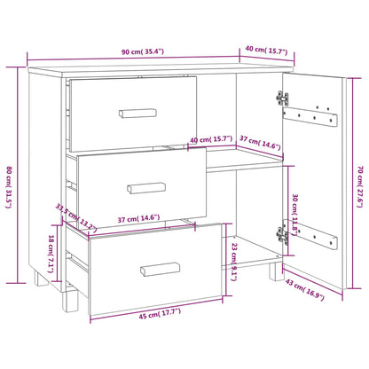 Sideboard HAMAR Light Grey 90x40x80 cm Solid Pinewood