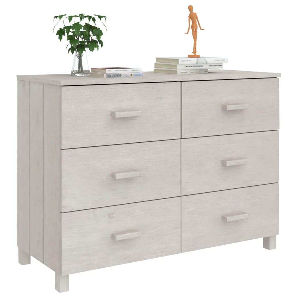 Sideboard HAMAR White 113x40x80 cm Solid Wood Pine