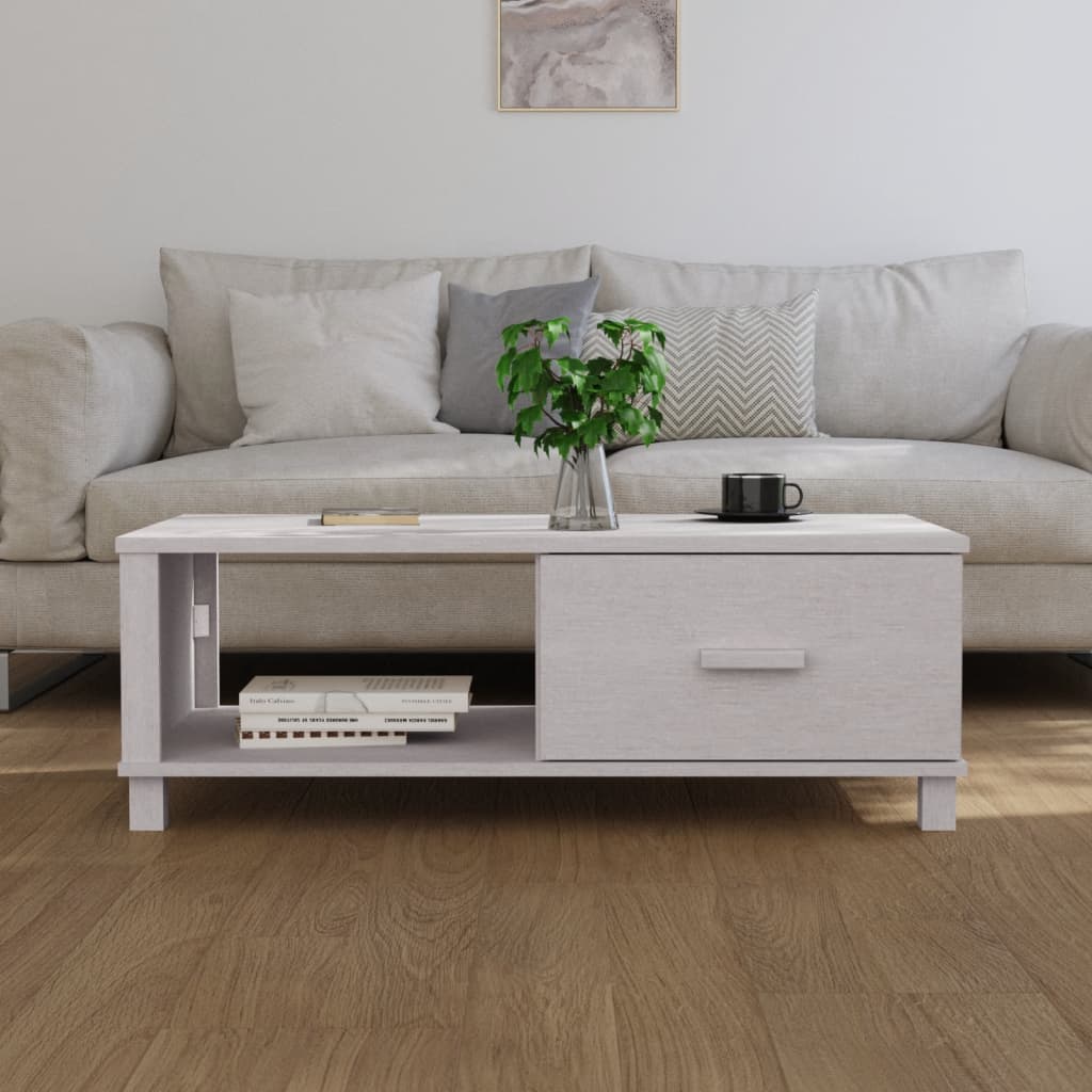 Coffee Table HAMAR White 100x55x35 cm Solid Wood Pine