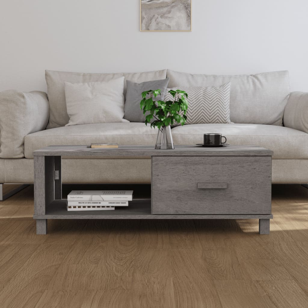 Coffee Table HAMAR Light Grey 100x55x35 cm Solid Wood Pine