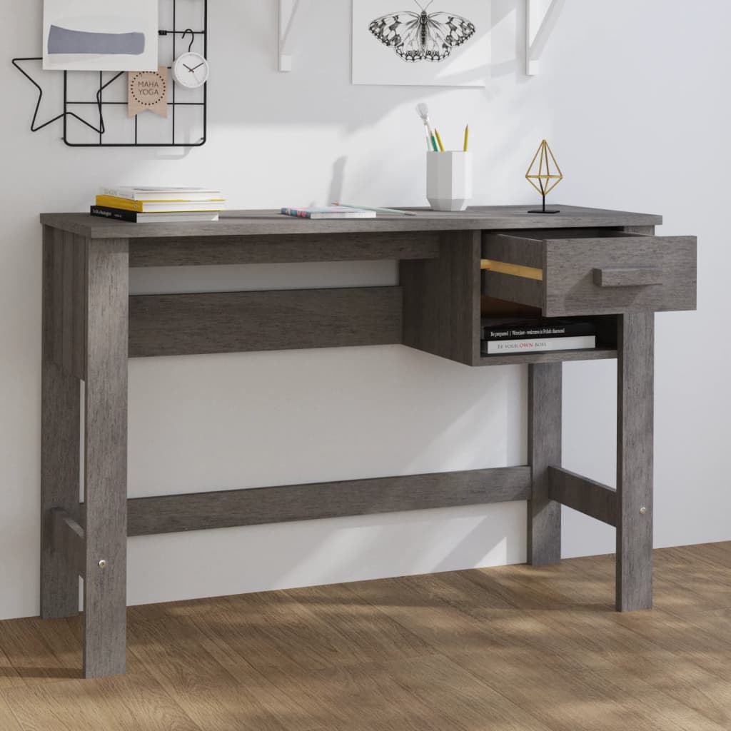 Desk HAMAR Light Grey 110x40x75 cm Solid Wood Pine