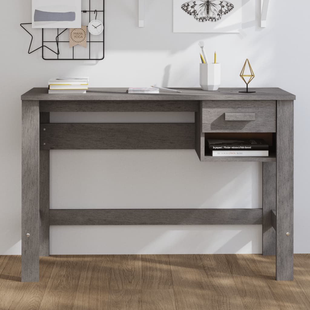 Desk HAMAR Light Grey 110x40x75 cm Solid Wood Pine