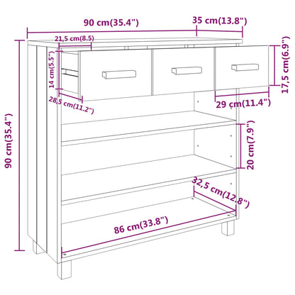 Console Table HAMAR Light Grey 90x35x90 cm Solid Wood Pine