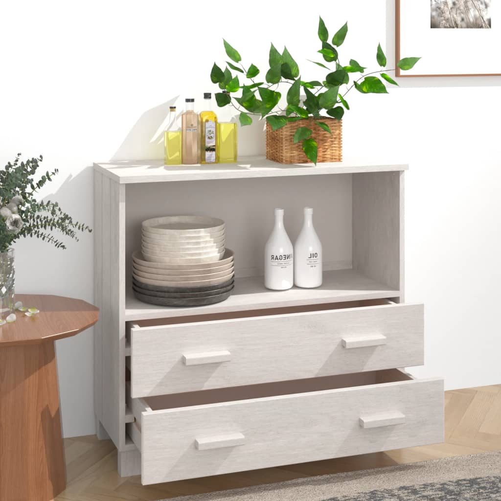 Sideboard HAMAR White 85x35x80 cm Solid Wood Pine